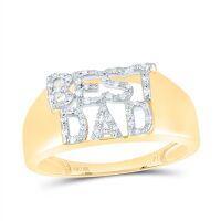 10K Yellow Gold Round Diamond Best Dad Band Ring 0.10 Cttw