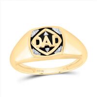 10K Yellow Gold Round Diamond Dad Band Ring 0.02 Cttw