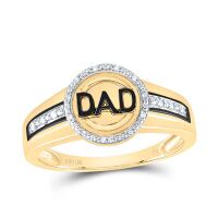 10K Yellow Gold Round Diamond Dad Circle Ring 0.08 Cttw