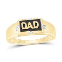 10K Yellow Gold Round Diamond Dad Band Ring 0.03 Cttw
