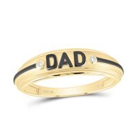 10K Yellow Gold Round Diamond Dad Band Ring 0.01 Cttw