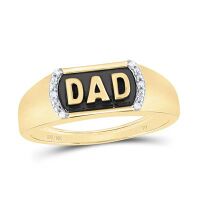 10K Yellow Gold Round Diamond Dad Band Ring 0.02 Cttw
