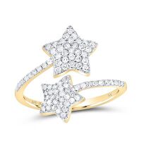 10K Yellow Gold Round Diamond Bypass Star Ring 0.50 Cttw