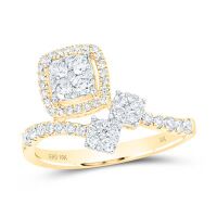 10K Yellow Gold Round Diamond Square Ring 0.63 Cttw