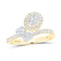 10K Yellow Gold Round Diamond Cluster Fashion Ring 0.50 Cttw
