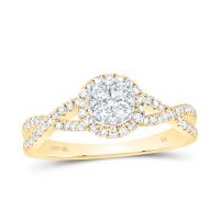 10K Yellow Gold Round Diamond Cluster Ring 0.50 Cttw