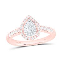 10K Yellow Gold Pear Diamond Halo Bridal Engagement Ring 0.50 Cttw (Certified)