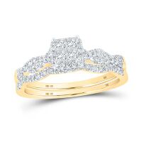 10K Yellow Gold Princess Diamond Nicoles Dream Collection Bridal Wedding Ring Set 0.50 Cttw