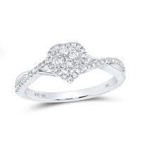 10K White Gold Round Diamond Heart Ring 0.33 Cttw