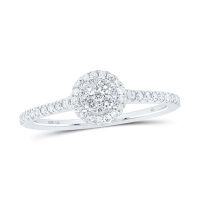 10K White Gold Round Diamond Cluster Ring 0.33 Cttw