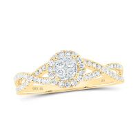 10K Yellow Gold Round Diamond Cluster Ring 0.38 Cttw