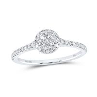 10K White Gold Round Diamond Cluster Ring 0.38 Cttw