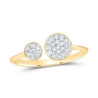 10K Yellow Gold Round Diamond Bisect Circle Band Ring 0.20 Cttw