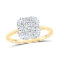 10K Yellow Gold Round Diamond Square Ring 0.25 Cttw