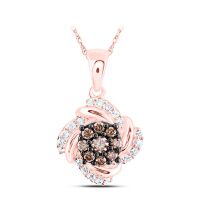 10K Rose Gold Diamond Cognac Pendant 0.33 Cttw