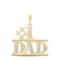 10K Yellow Gold Round Diamond Number 1 Dad Charm Pendant 0.10 Cttw