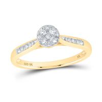 10K Yellow Gold Round Diamond Cluster Nicoles Dream Collection Ring 0.25 Cttw