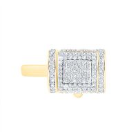 10K Yellow Gold Diamond 6mm Cuban Lock Box Charm 0.25 Cttw