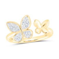 10K Yellow Gold Round Diamond Butterfly Ring 0.13 Cttw
