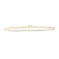 10K Yellow Gold Round Diamond Single Row Fashion Bracelet 0.75 Cttw