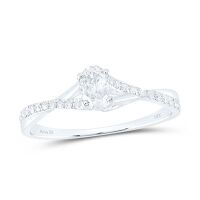 14K White Gold Diamond Oval Engagement Ring 0.38 Cttw (Certified)