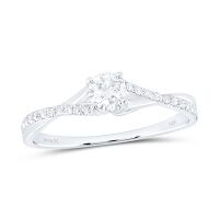 14K White Gold Round Diamond Solitaire Bridal Engagement Ring 0.38 Cttw (Certified)