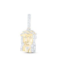 10K Yellow Gold Diamond Jesus Charm 0.75 Cttw