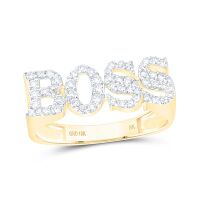 10K Yellow Gold Round Diamond Boss Phrase Ring 0.50 Cttw