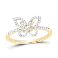 10K Yellow Gold Diamond Butterfly Ring 0.20 Cttw