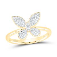 10K Yellow Gold Diamond Butterfly Ring 0.25 Cttw