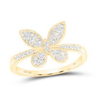 10K Yellow Gold Diamond Butterfly Ring 0.33 Cttw