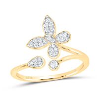 10K Yellow Gold Diamond Butterfly Ring 0.20 Cttw