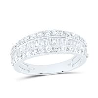 14K White Gold Natural Diamond Band 1 Cttw