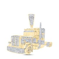 10K Yellow Gold Natural Diamond Truck Men%27s Charm 0.88 Cttw
