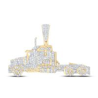 10K Yellow Gold Natural Diamond Truck Men%27s Charm 0.88 Cttw