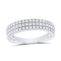 14K White Gold Natural Diamond Men%27s Band 0.88 Cttw