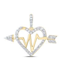 10K Yellow Gold Natural Diamond Heart Pendant 0.33 Cttw