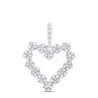 10K White Gold Natural Diamond Heart Pendant 0.50 Cttw