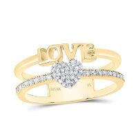 10K Yellow Gold Natural Diamond Heart Love Ring 0.20 Cttw