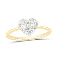 10K Yellow Gold Natural Diamond Heart Ring 0.25 Cttw