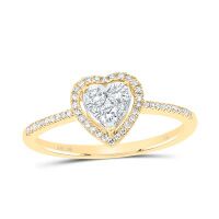 10K Yellow Gold Natural Diamond Heart Ring 0.25 Cttw