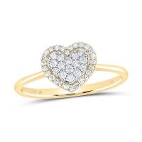 10K Yellow Gold Natural Diamond Heart Ring 0.25 Cttw