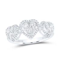 10K White Gold Natural Diamond Heart Ring 0.50 Cttw