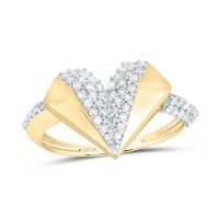 10K Yellow Gold Natural Diamond Heart Ring 0.38 Cttw