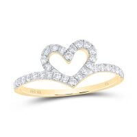 10K Yellow Gold Natural Diamond Heart Ring 0.38 Cttw
