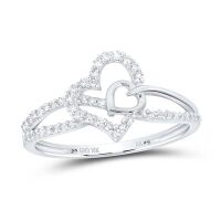 10K White Gold Natural Diamond Heart Ring 0.20 Cttw