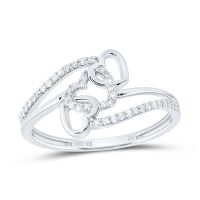10K White Gold Natural Diamond Heart Ring 0.14 Cttw