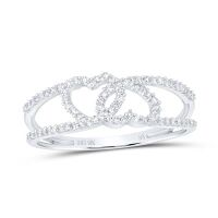 10K White Gold Natural Diamond Heart Ring 0.25 Cttw
