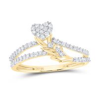 10K Yellow Gold Natural Diamond Heart Ring 0.25 Cttw