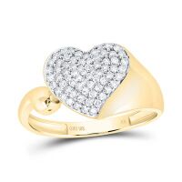 10K Yellow Gold Natural Diamond Heart Ring 0.33 Cttw